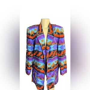 Vintage Purple Orange Blue Southwestern Blazer